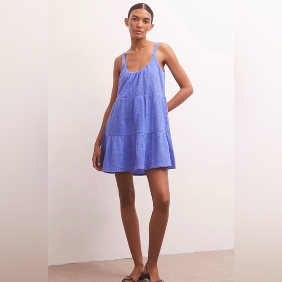 Z Supply Danny Gauze Mini Dress in Blue - Picture 3 of 6
